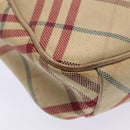 BURBERRY Nova Check Blue Label Shoulder Bag Canvas Beige Red Auth ti1983-16
