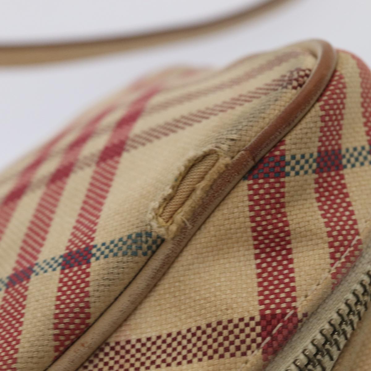 BURBERRY Nova Check Blue Label Shoulder Bag Canvas Beige Red Auth ti1983