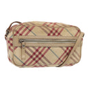 BURBERRY Nova Check Blue Label Shoulder Bag Canvas Beige Red Auth ti1983-1