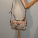 BURBERRY Nova Check Blue Label Shoulder Bag Canvas Beige Red Auth ti1983-23