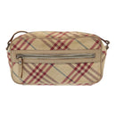 BURBERRY Nova Check Blue Label Shoulder Bag Canvas Beige Red Auth ti1983-13