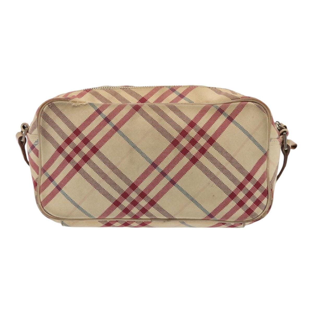 BURBERRY Nova Check Blue Label Shoulder Bag Canvas Beige Red Auth ti1983 - 0