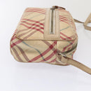 BURBERRY Nova Check Blue Label Shoulder Bag Canvas Beige Red Auth ti1983-3