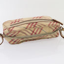 BURBERRY Nova Check Blue Label Shoulder Bag Canvas Beige Red Auth ti1983-6