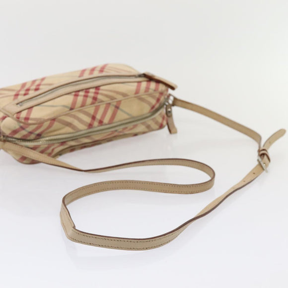 BURBERRY Nova Check Blue Label Shoulder Bag Canvas Beige Red Auth ti1983