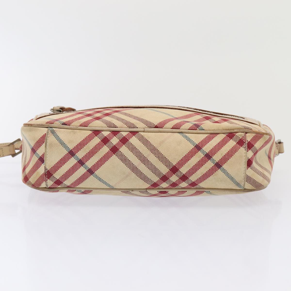 BURBERRY Nova Check Blue Label Shoulder Bag Canvas Beige Red Auth ti1983