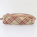 BURBERRY Nova Check Blue Label Shoulder Bag Canvas Beige Red Auth ti1983-5