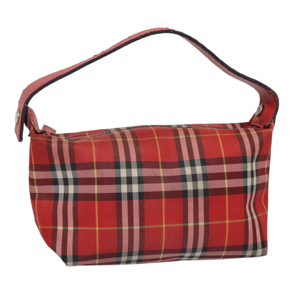 BURBERRY Nova Check Hand Bag Nylon Red Auth ti1985