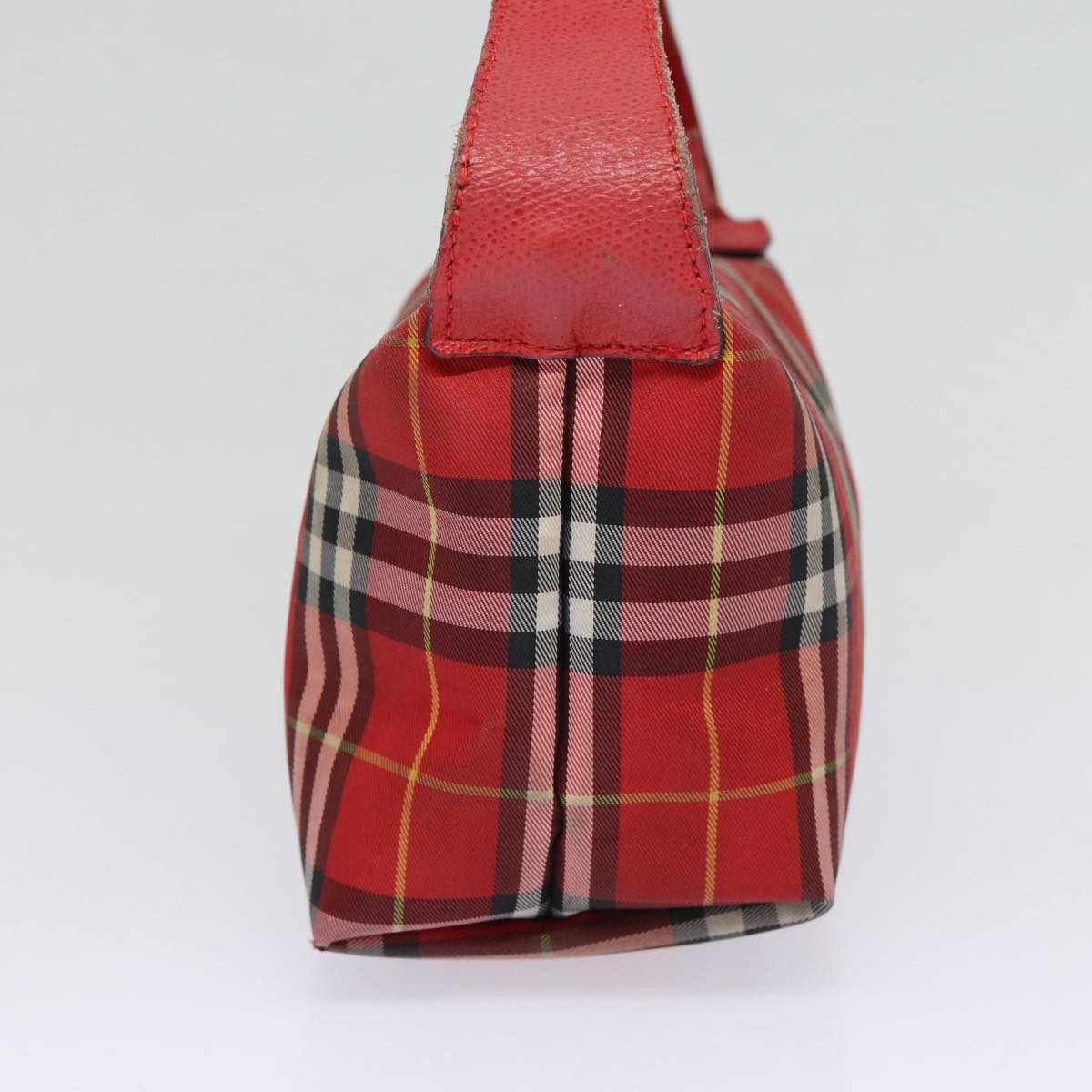 BURBERRY Nova Check Hand Bag Nylon Red Auth ti1985