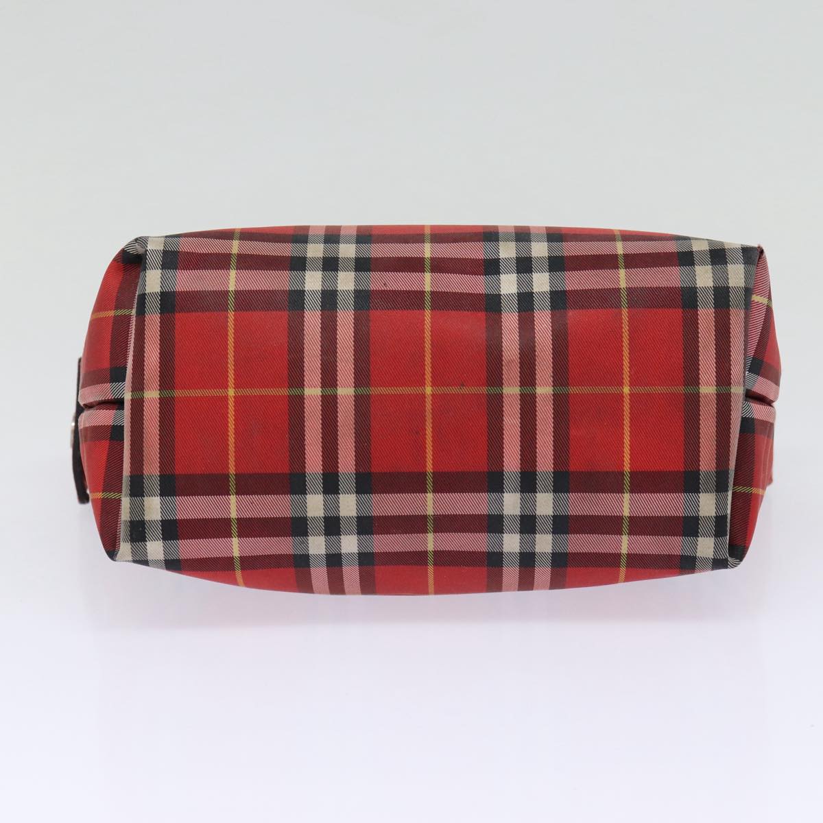 BURBERRY Nova Check Hand Bag Nylon Red Auth ti1985