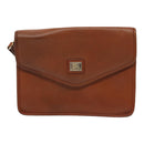 Burberrys Clutch Bag Leather 2 Set Brown Auth ti1987-11