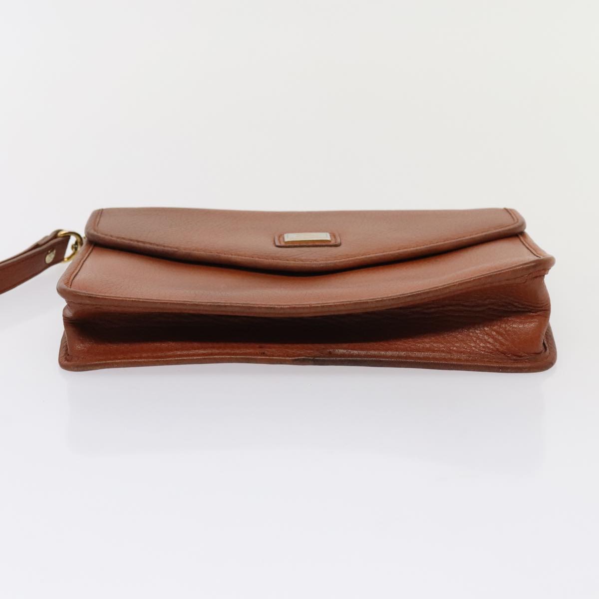 Burberrys Clutch Bag Leather 2Set Brown Auth ti1987