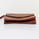 Burberrys Clutch Bag Leather 2Set Brown Auth ti1987-16