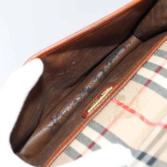 Burberrys Clutch Bag Leather 2 Set Brown Auth ti1987