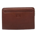 Burberrys Clutch Bag Leather 2Set Brown Auth ti1987-2