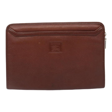 Burberrys Clutch Bag Leather 2Set Brown Auth ti1987 - 0