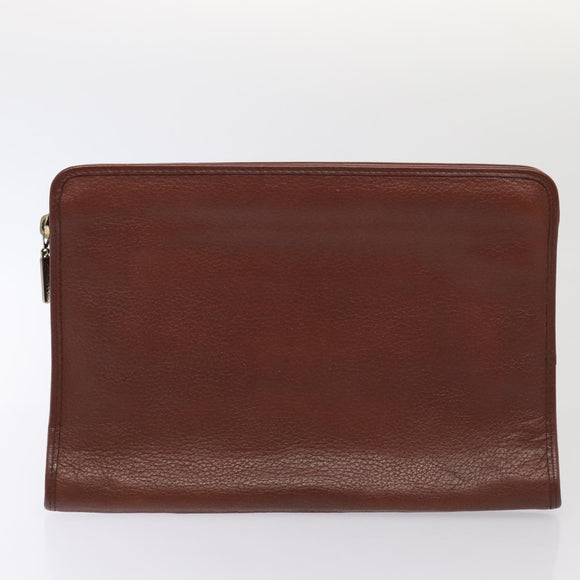 Burberrys Clutch Bag Leather 2Set Brown Auth ti1987