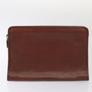 Burberrys Clutch Bag Leather 2 Set Brown Auth ti1987-3