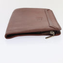 Burberrys Clutch Bag Leather 2Set Brown Auth ti1987-4