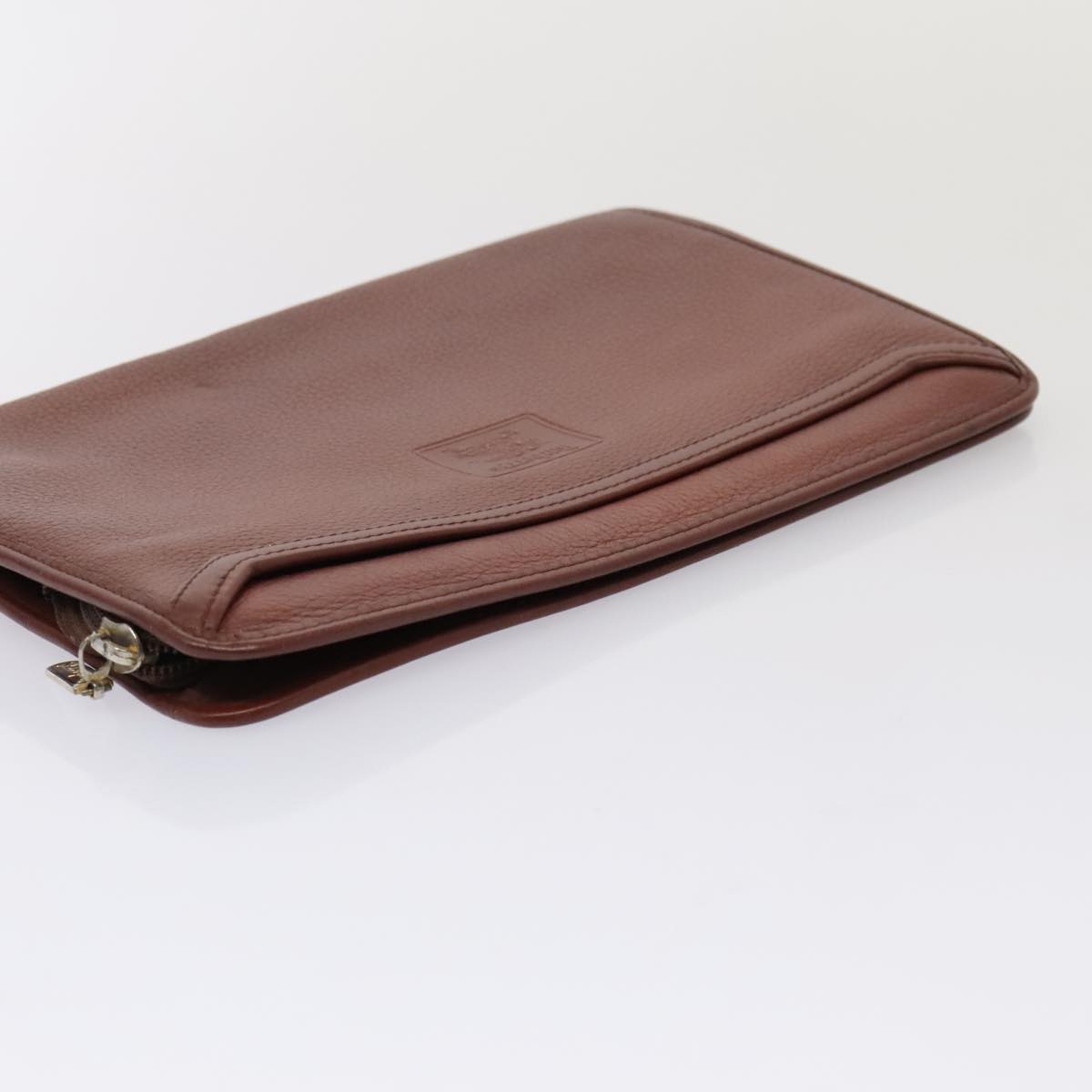 Burberrys Clutch Bag Leather 2Set Brown Auth ti1987