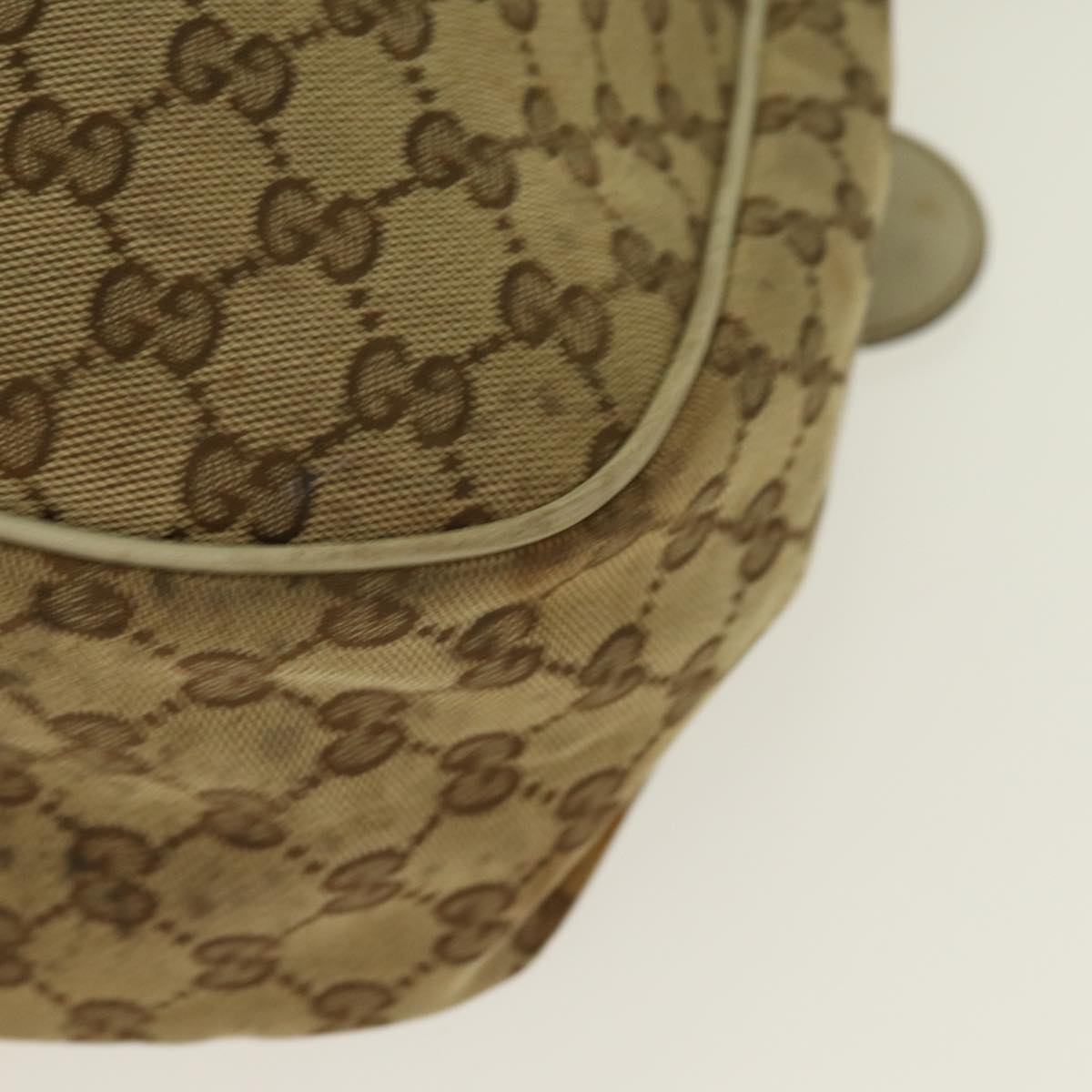 GUCCI GG Canvas Shoulder Bag Beige Gold 296834 Auth ti1988