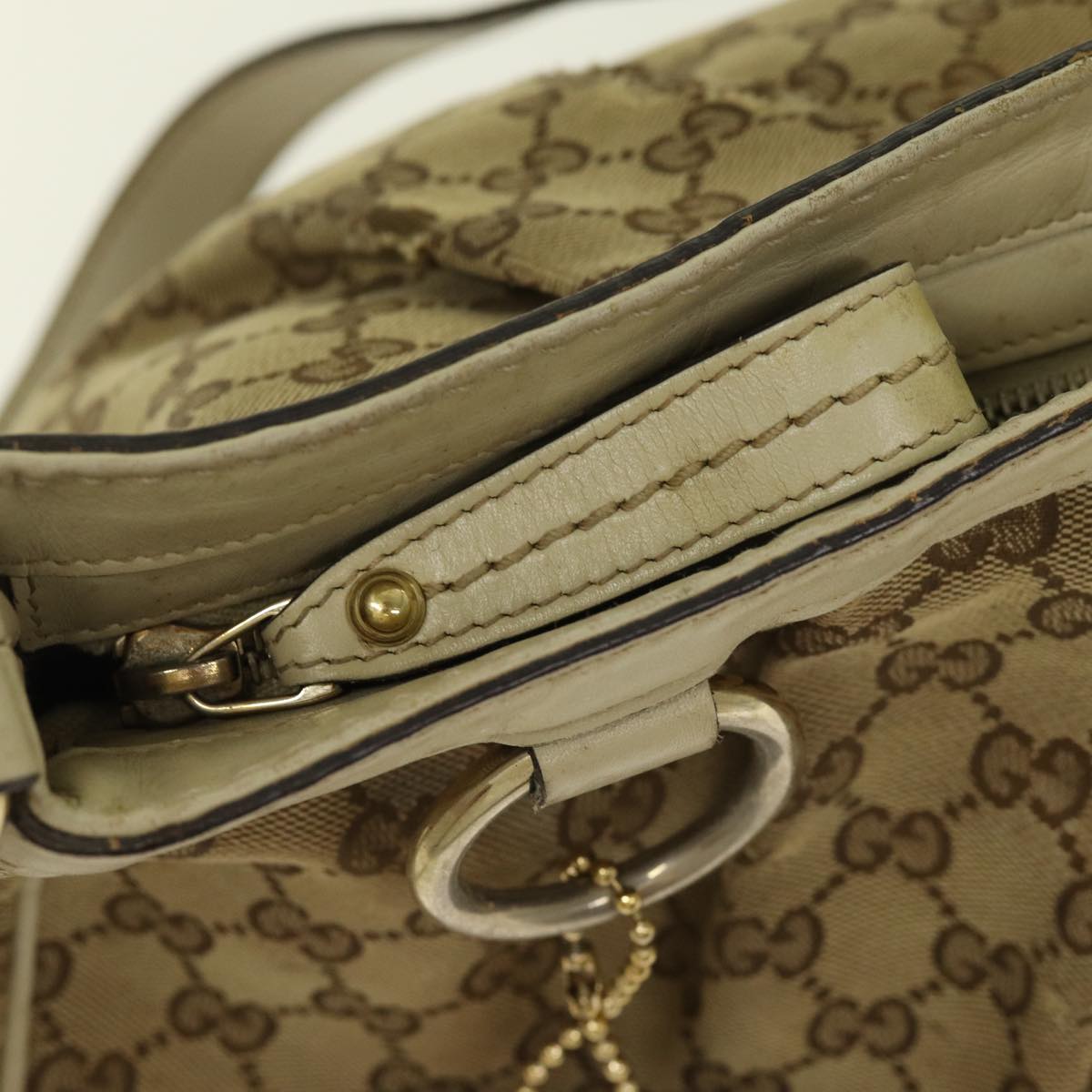 GUCCI GG Canvas Shoulder Bag Beige Gold 296834 Auth ti1988