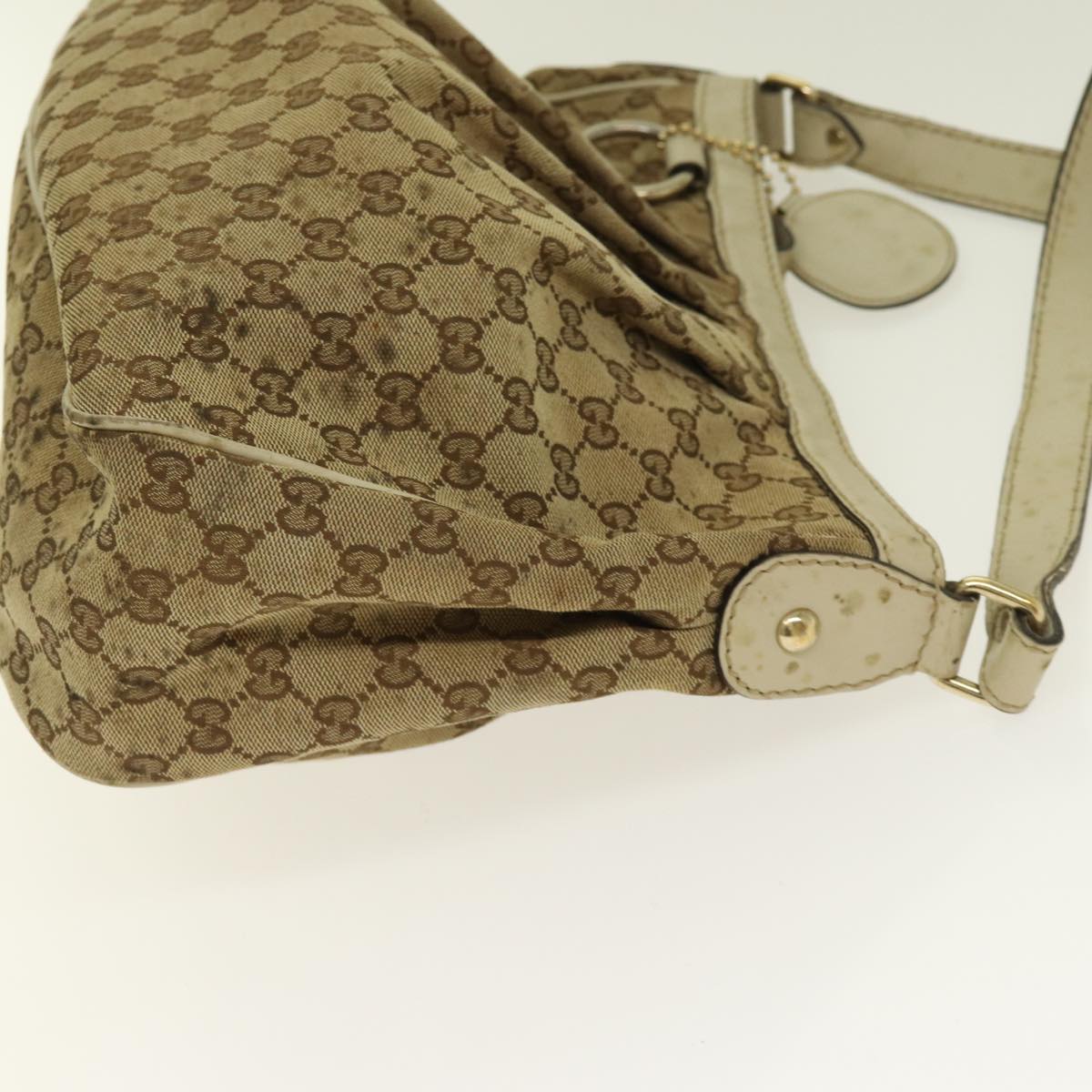 GUCCI GG Canvas Shoulder Bag Beige Gold 296834 Auth ti1988