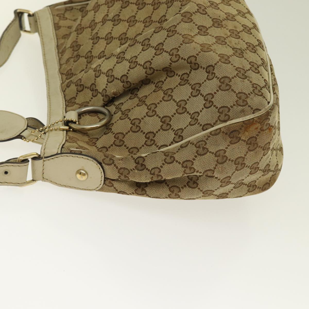 GUCCI GG Canvas Shoulder Bag Beige Gold 296834 Auth ti1988