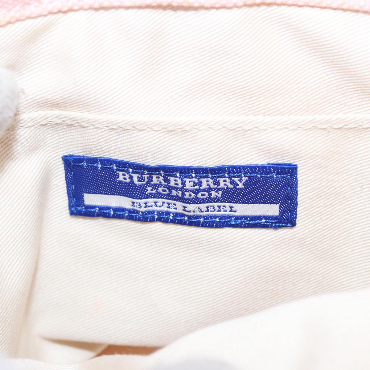 BURBERRY Blue Label Hand Bag Canvas Pink Beige Auth ti1990