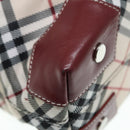 BURBERRY Nova Check Blue Label Hand Bag Nylon Beige Red Auth ti1993-15