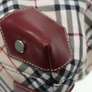 BURBERRY Nova Check Blue Label Hand Bag Nylon Beige Red Auth ti1993-16