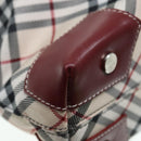 BURBERRY Nova Check Blue Label Hand Bag Nylon Beige Red Auth ti1993-9