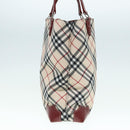 BURBERRY Nova Check Blue Label Hand Bag Nylon Beige Red Auth ti1993-4
