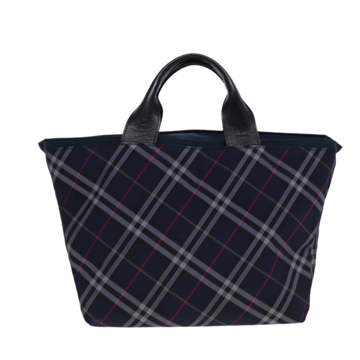 BURBERRY Nova Check Blue Label Hand Bag Nylon Navy Auth ti1994