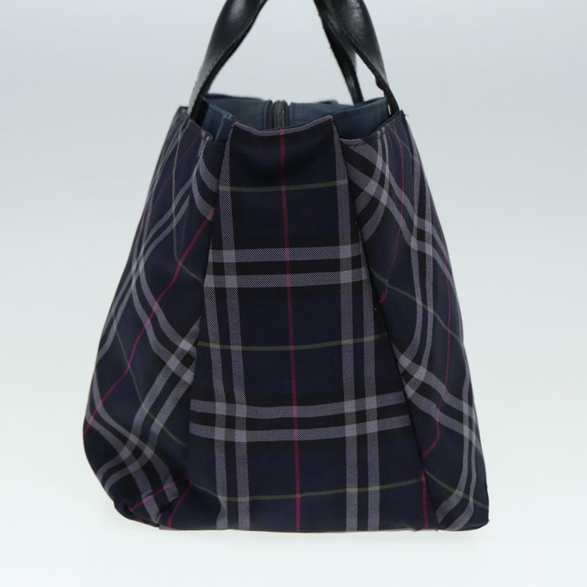 BURBERRY Nova Check Blue Label Hand Bag Nylon Navy Auth ti1994