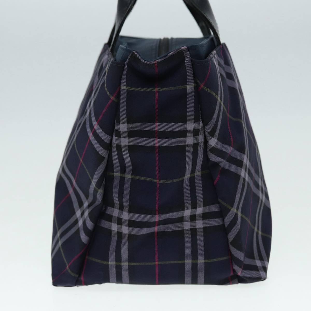 BURBERRY Nova Check Blue Label Hand Bag Nylon Navy Auth ti1994