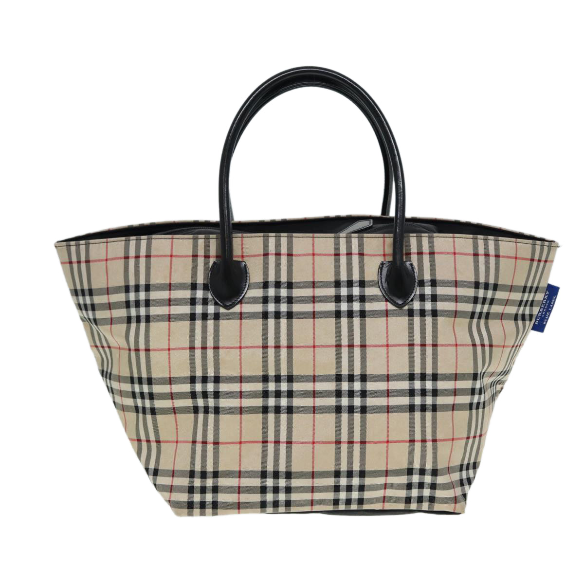 BURBERRY Nova Check Blue Label Tote Bag Canvas Beige Auth ti2001