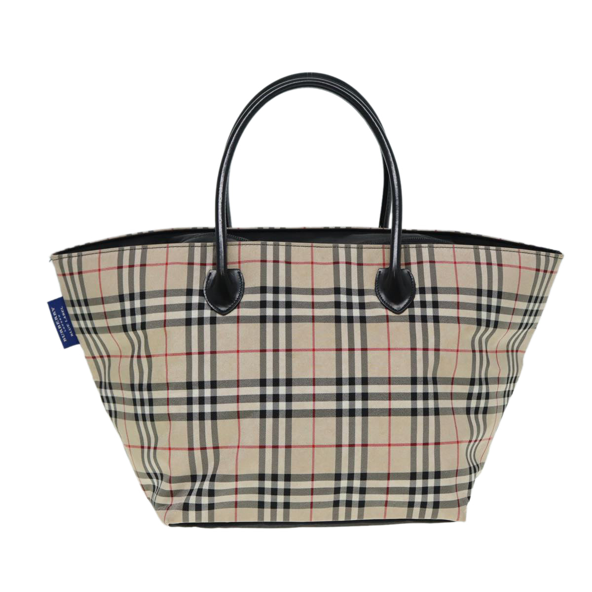 BURBERRY Nova Check Blue Label Tote Bag Canvas Beige Auth ti2001 - 0