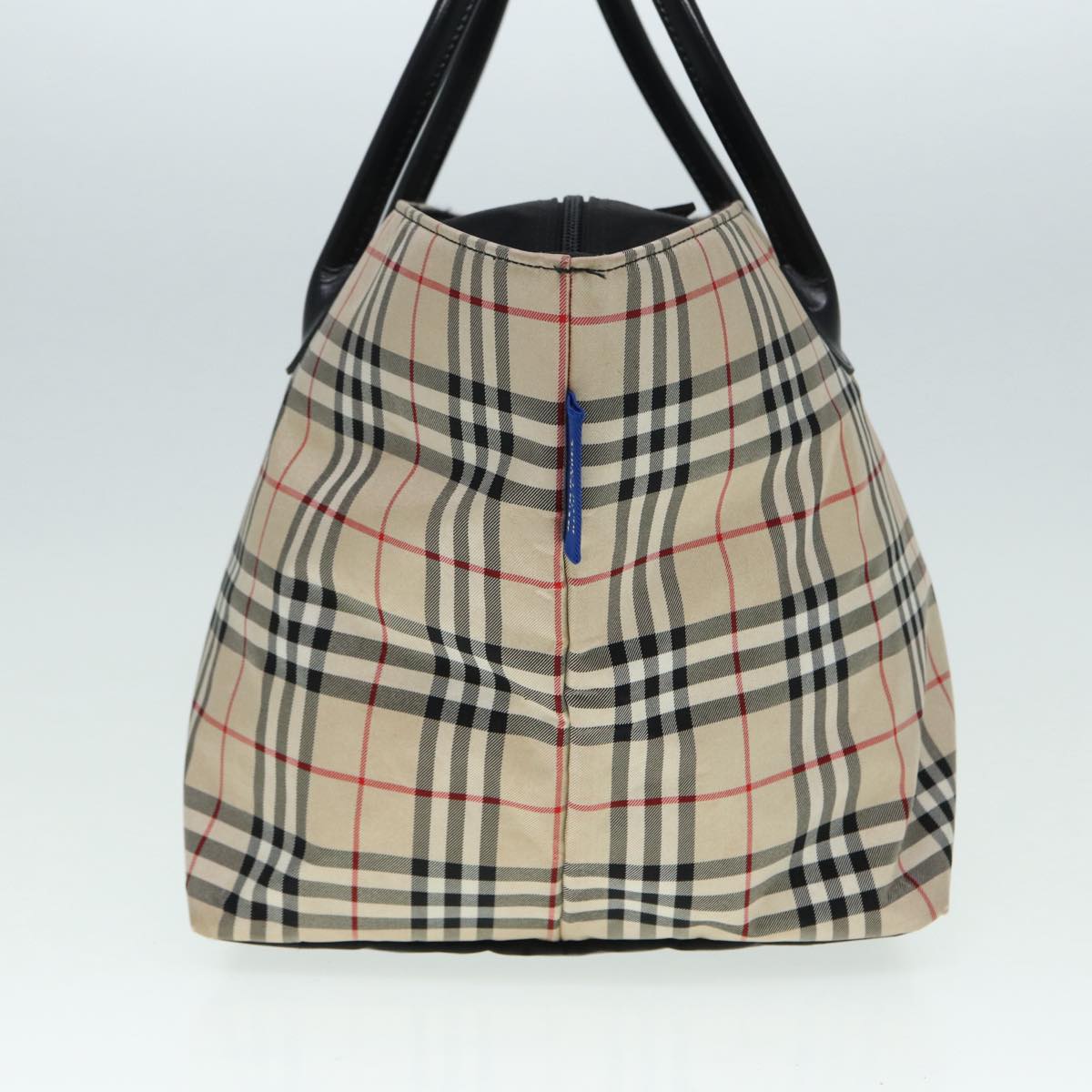 BURBERRY Nova Check Blue Label Tote Bag Canvas Beige Auth ti2001