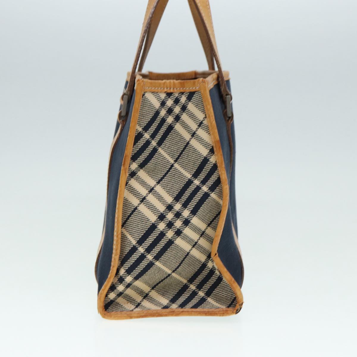 BURBERRY Nova Check Blue Label Hand Bag Canvas Navy Beige Auth ti2002