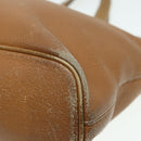 Burberrys Hand Bag Leather Brown Silver Auth ti2003-9