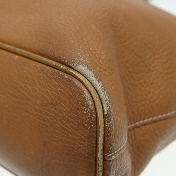 Burberrys Hand Bag Leather Brown Silver Auth ti2003