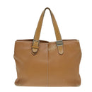 Burberrys Hand Bag Leather Brown Silver Auth ti2003-13