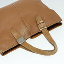 Burberrys Hand Bag Leather Brown Silver Auth ti2003-6