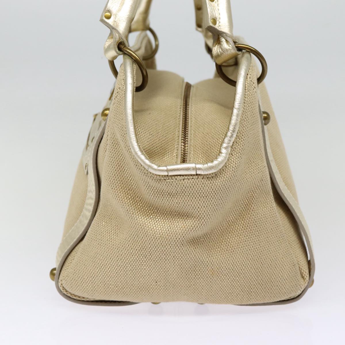 BURBERRY Blue Label Shoulder Bag Leather Beige Gold Auth ti2004