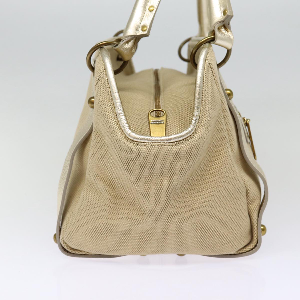 BURBERRY Blue Label Shoulder Bag Leather Beige Gold Auth ti2004