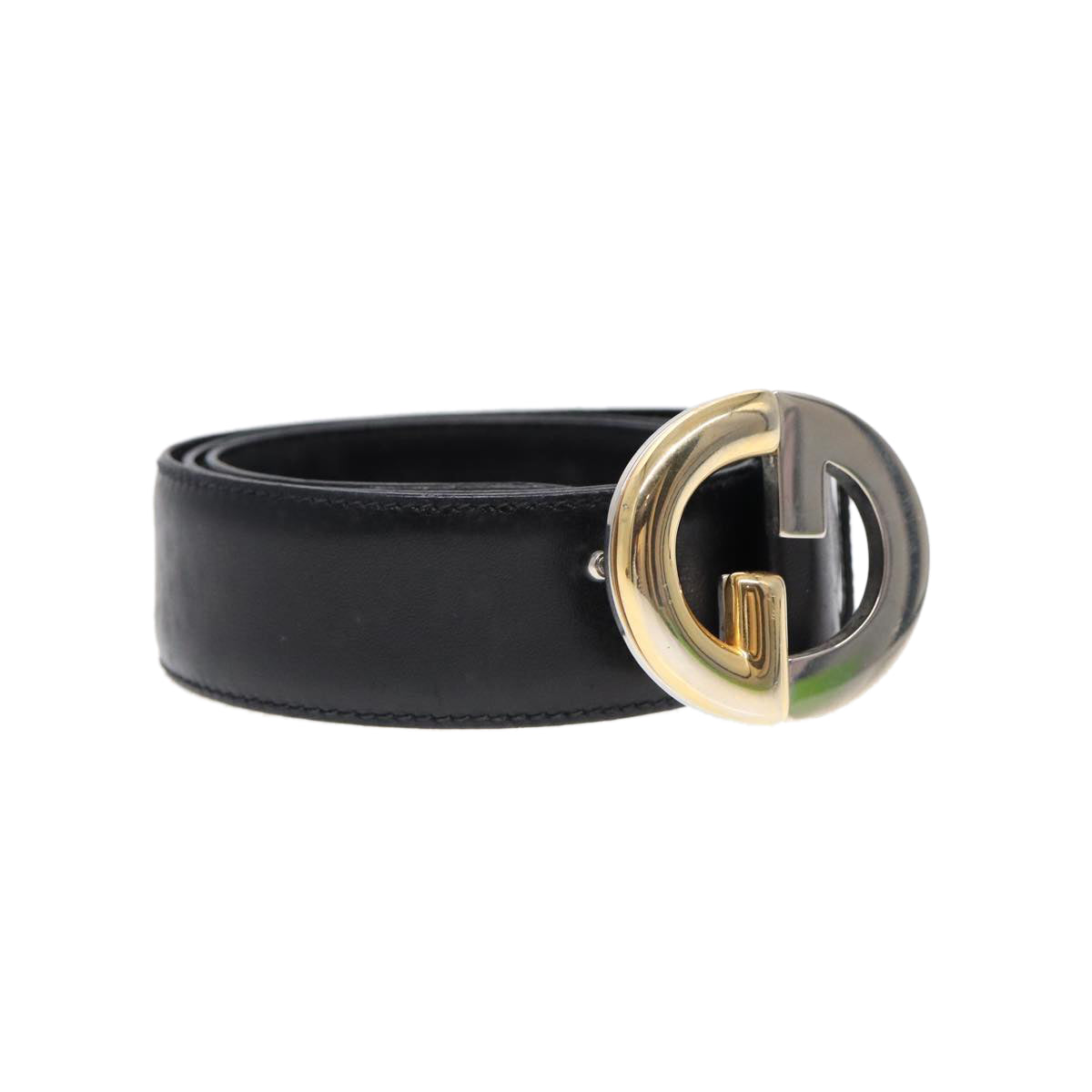 GUCCI Belt Leather 33.5"" Black Auth ti2013