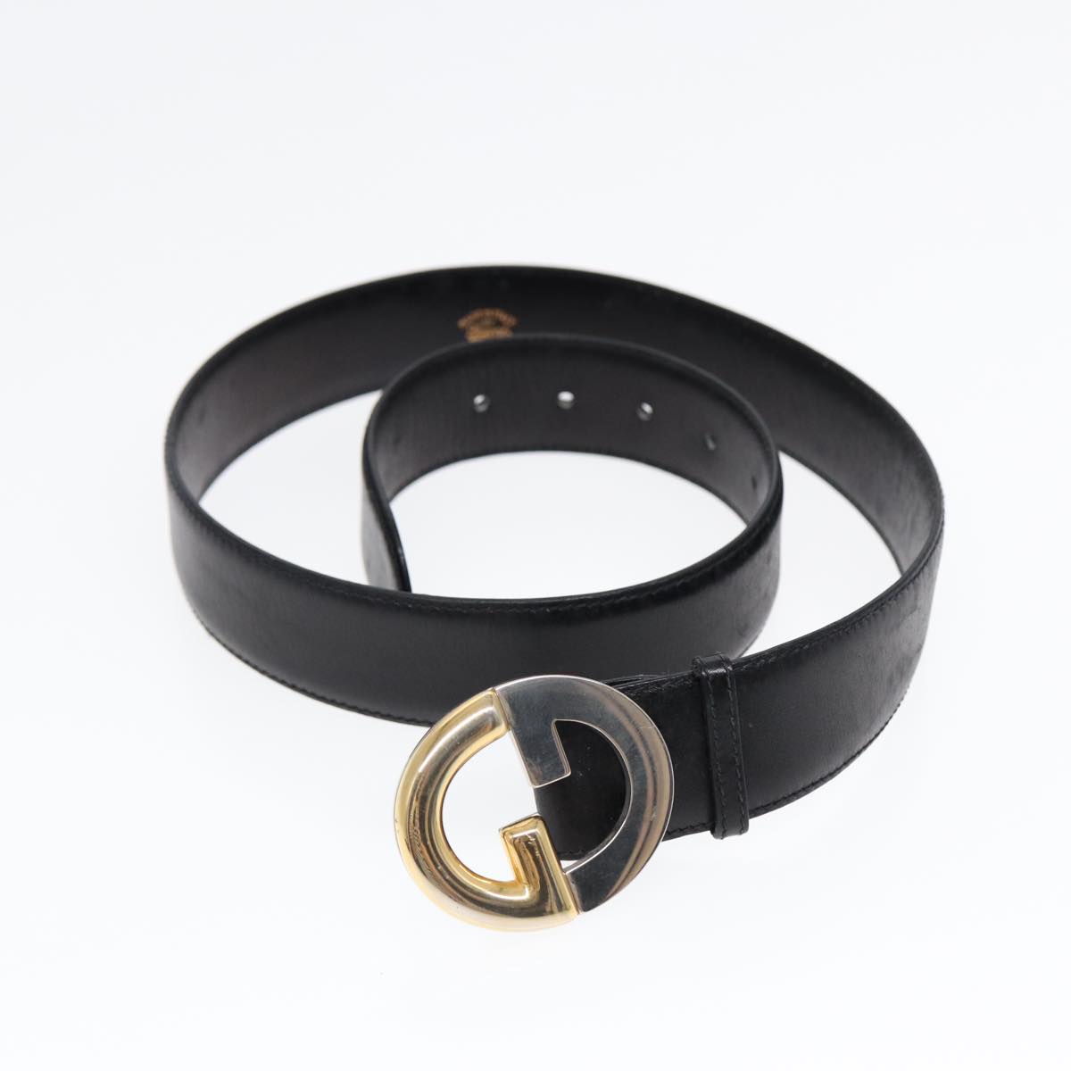 GUCCI Belt Leather 33.5"" Black Auth ti2013