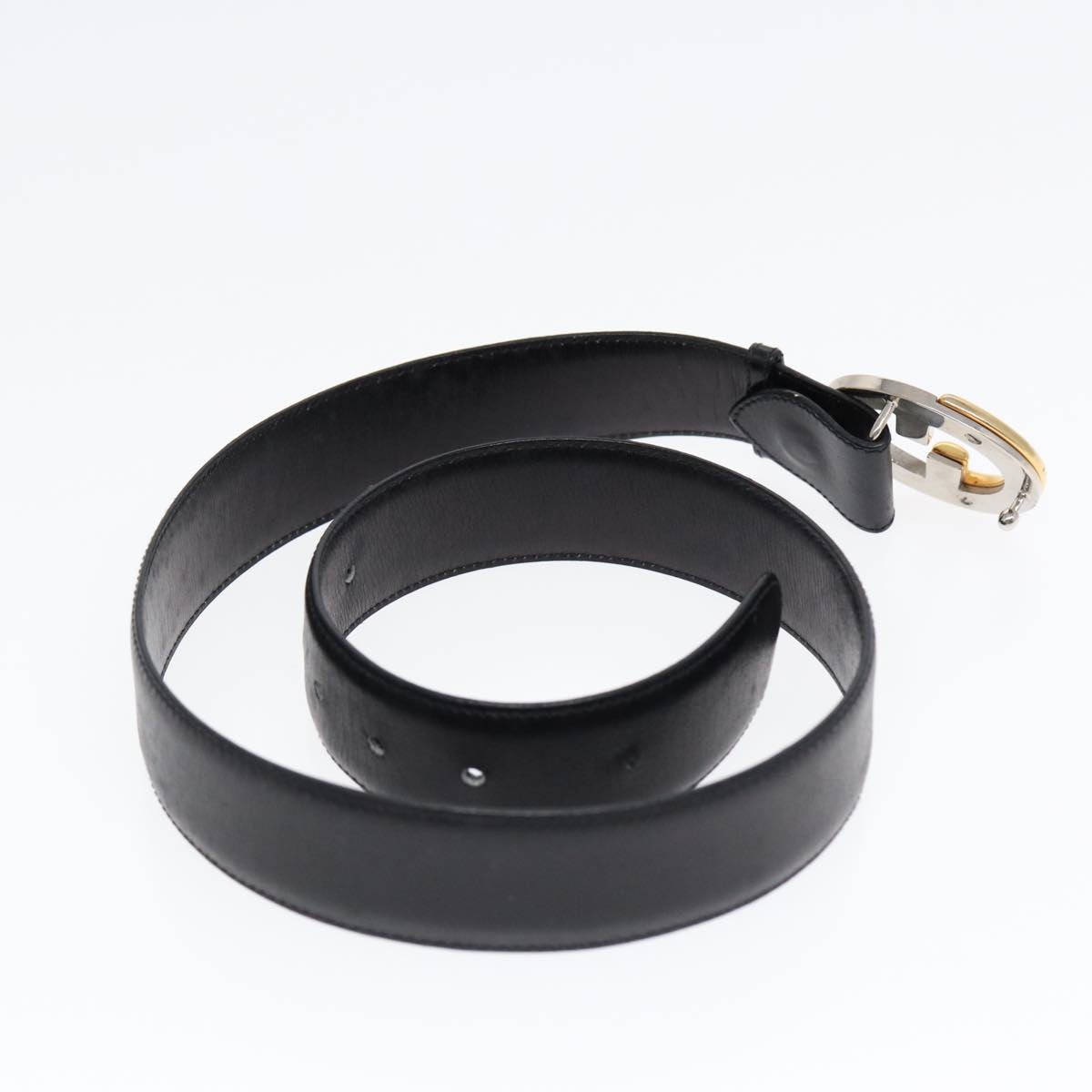 GUCCI Belt Leather 33.5"" Black Auth ti2013