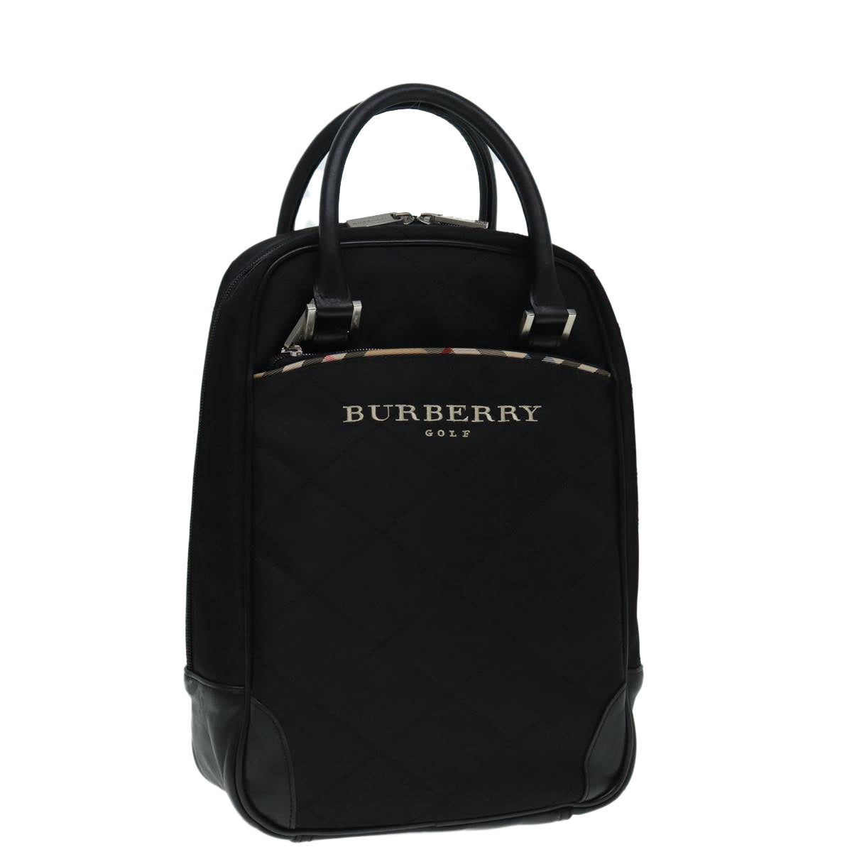 BURBERRY Hand Bag Nylon Black Silver Auth ti2024